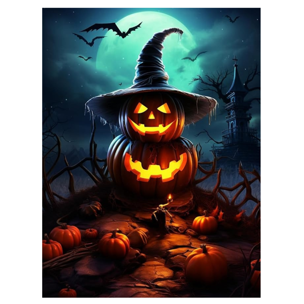 Full Moon Pumpkin Halloween Paint by Numbers