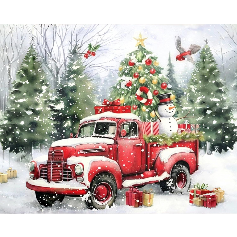 Christmas Tree Paint by Numbers DIY Canvas Kit Without Frame