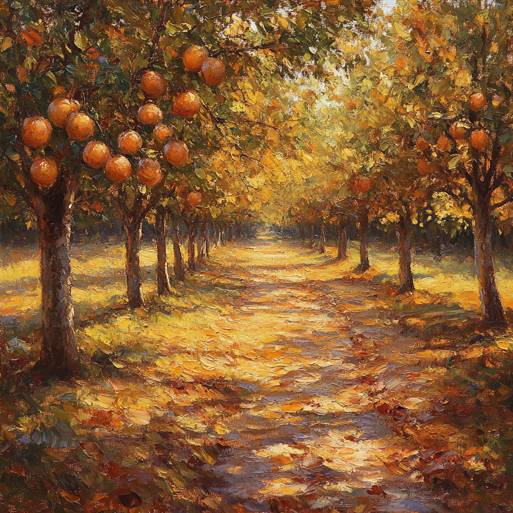 Claude Monet Inspired Early Autumn Orchard Glow DIY paint by numbers