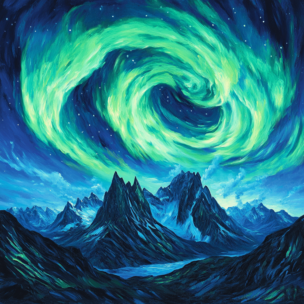 Edvard Munch Inspired Ethereal Northern Lights paint by color