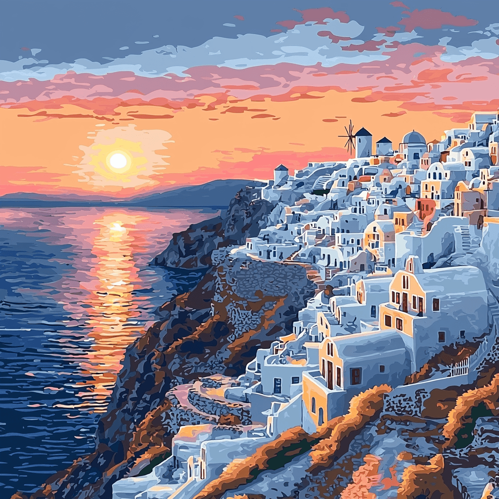 Santorini Cliffs Paint By Numbers