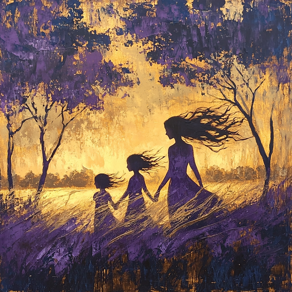 Evening Stroll With Mom Paint By Color
