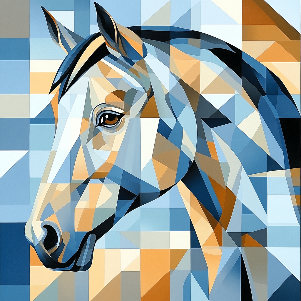 Picasso Inspired Cubist Horses paint by numbers