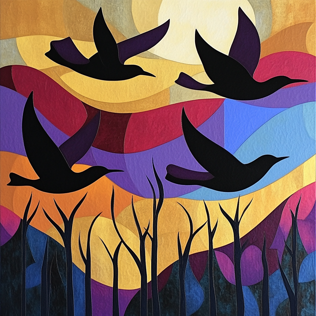 Norval Morrisseau Inspired Birds Of The Northern Sky Dance paint by color