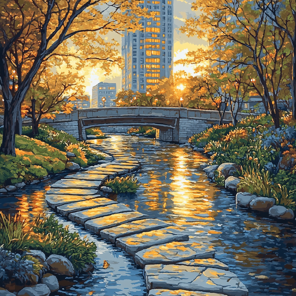 Cheonggyecheon Stream Urban Oasis Seoul South Korea Paint by numbers kits