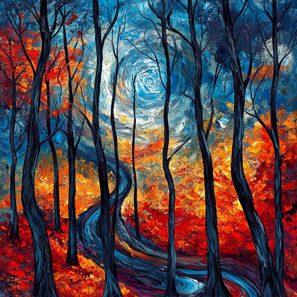 Edward Munch Inspired Emotional Forest paint by numbers