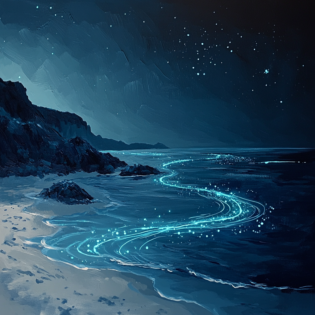 Leonardo Da Vinci Inspired Bioluminescent Shoreline painting number kit