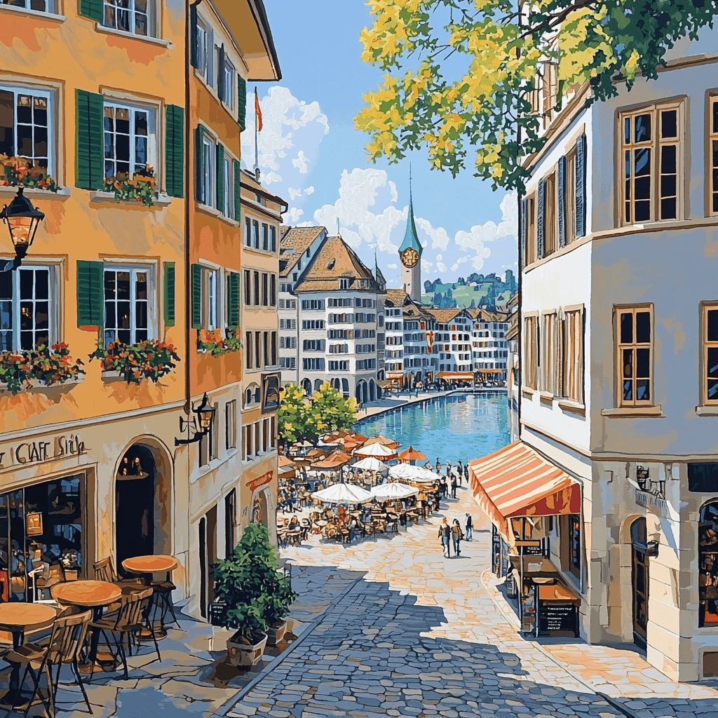 Zurich's Old Town - DIY Painting By Numbers Kit - Artistry Rack