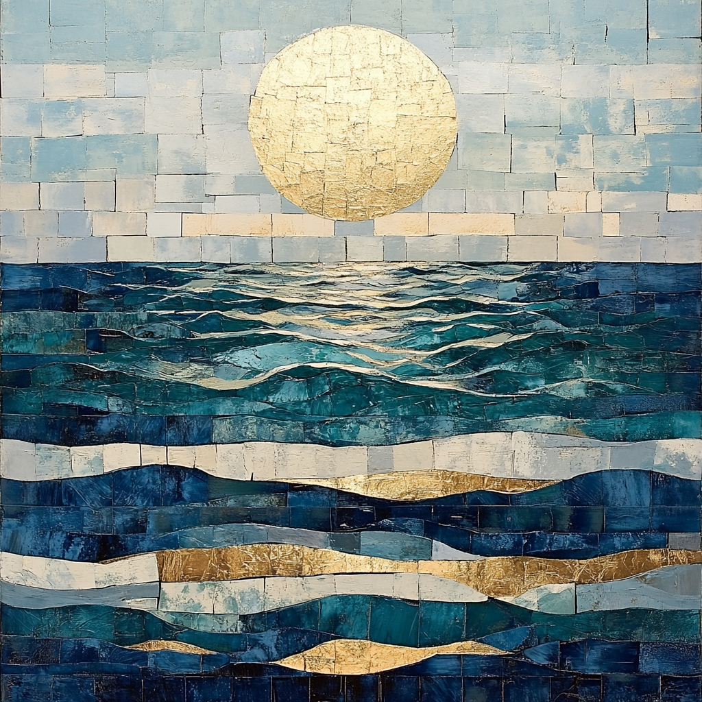 Jean-Paul Riopelle Inspired River Reflection Mosaic paint by color