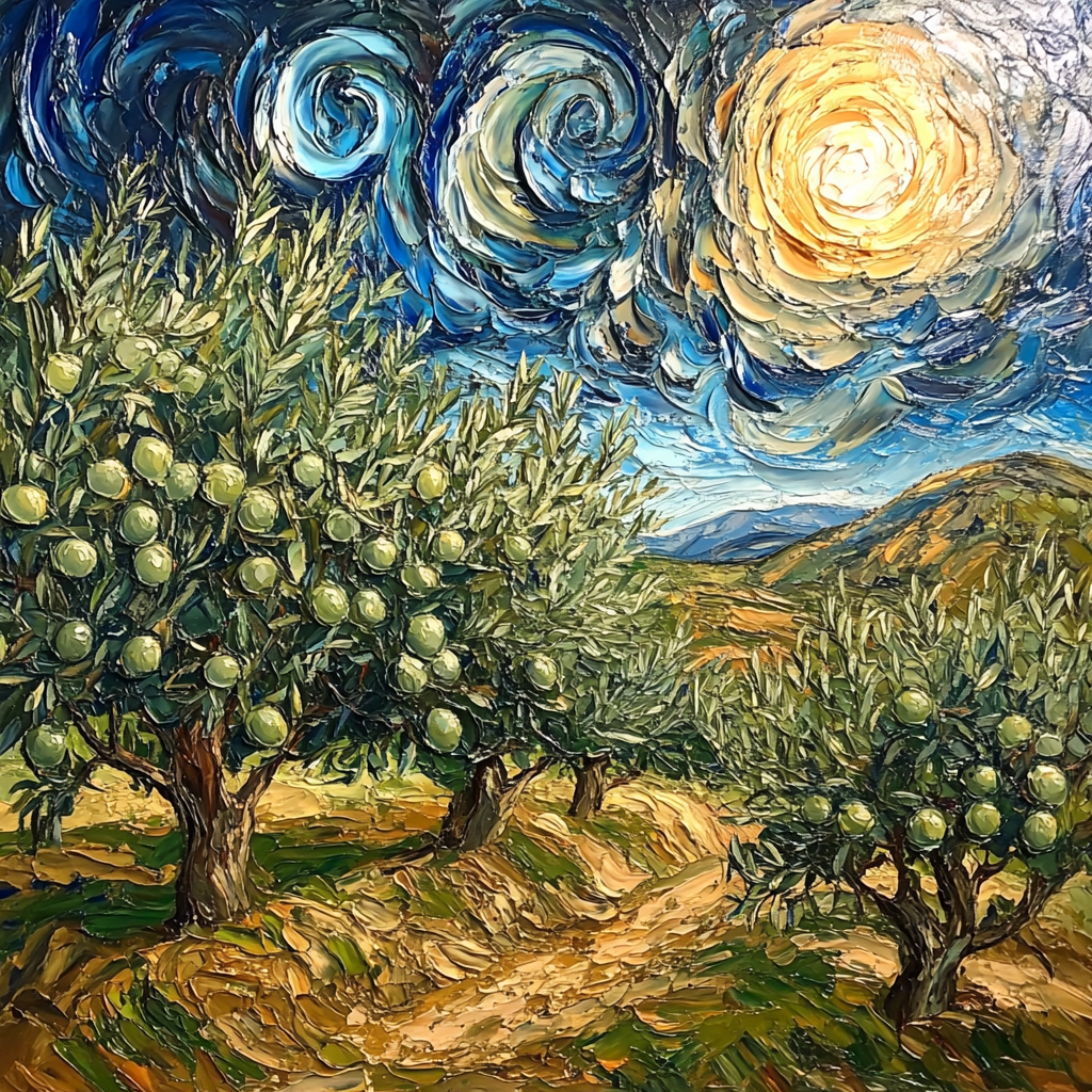 Vincent Van Gogh Inspired Olive Grove painting number kit