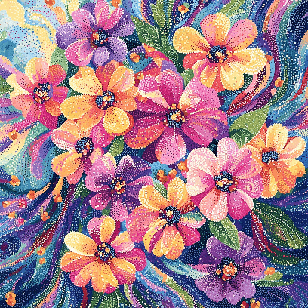 Georges Seurat Inspired Whirling Blossom Delight Painting Number Kit