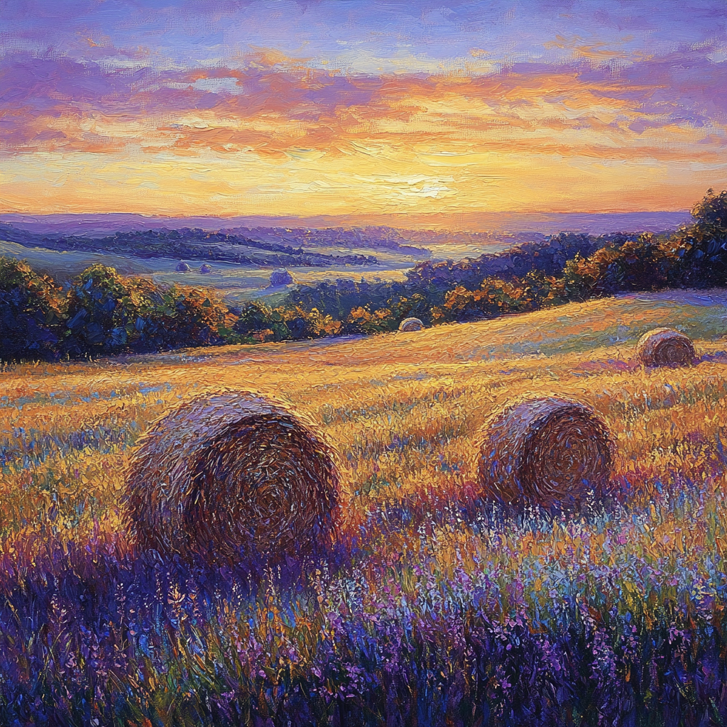 Claude Monet Inspired Haystacks Lavender Dusk Paint by numbers art