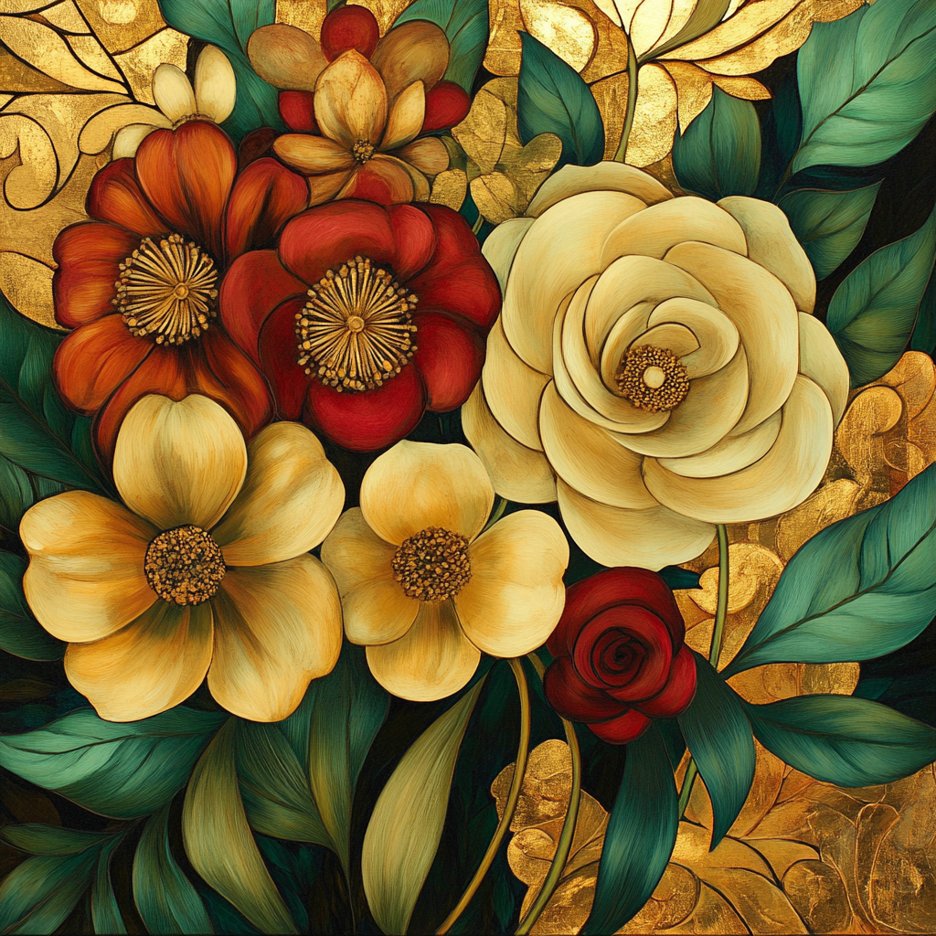 Gustav Klimt Inspired Golden Blossom Number painting