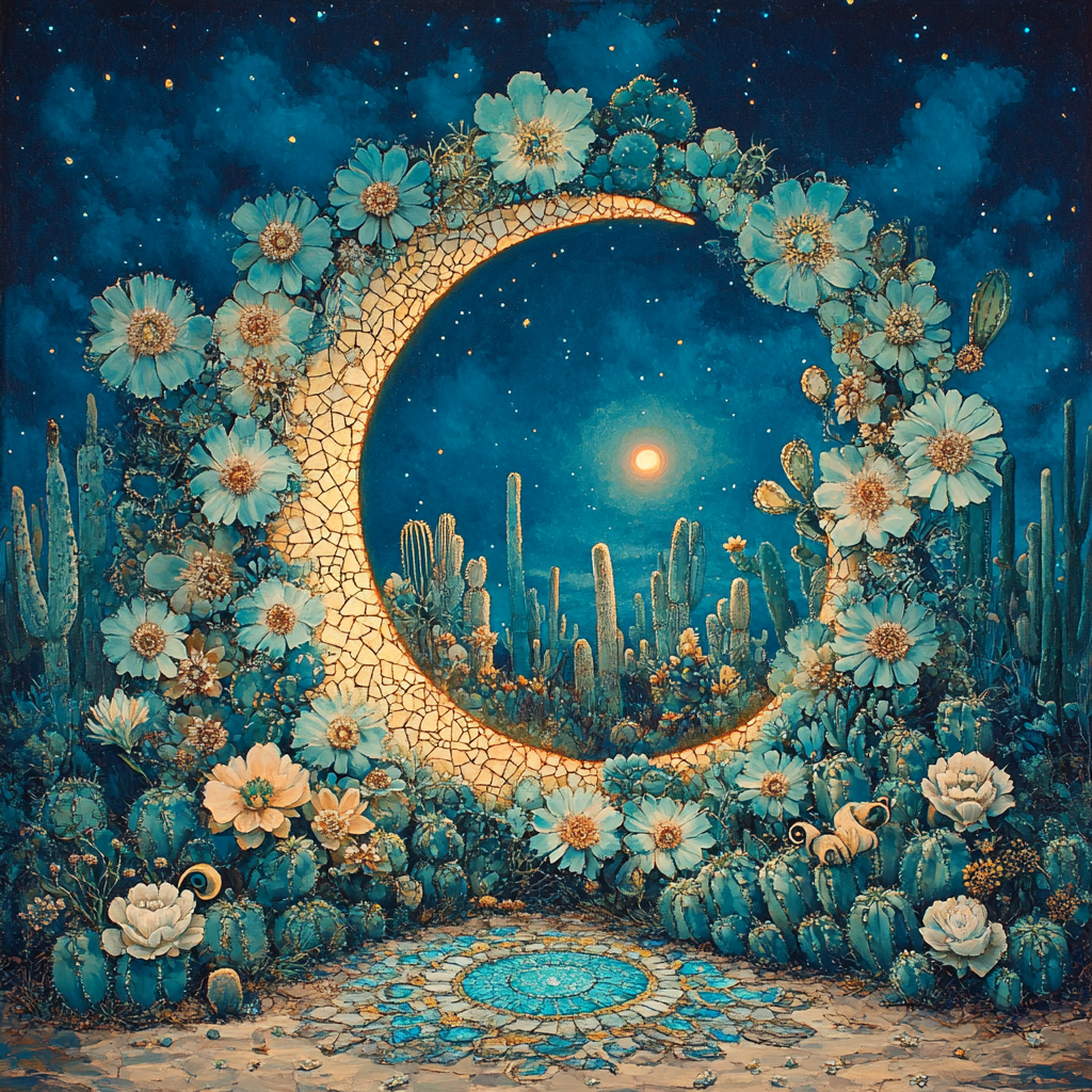 Frida Kahlo Inspired Moonlit Cactus Lament Paint by numbers art