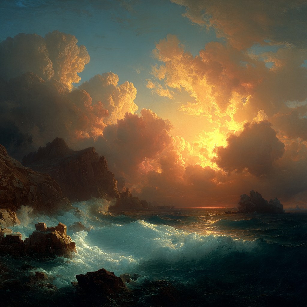 J.M.W. Turner Inspired Stormy Coastal Sunset Paint by numbers kits