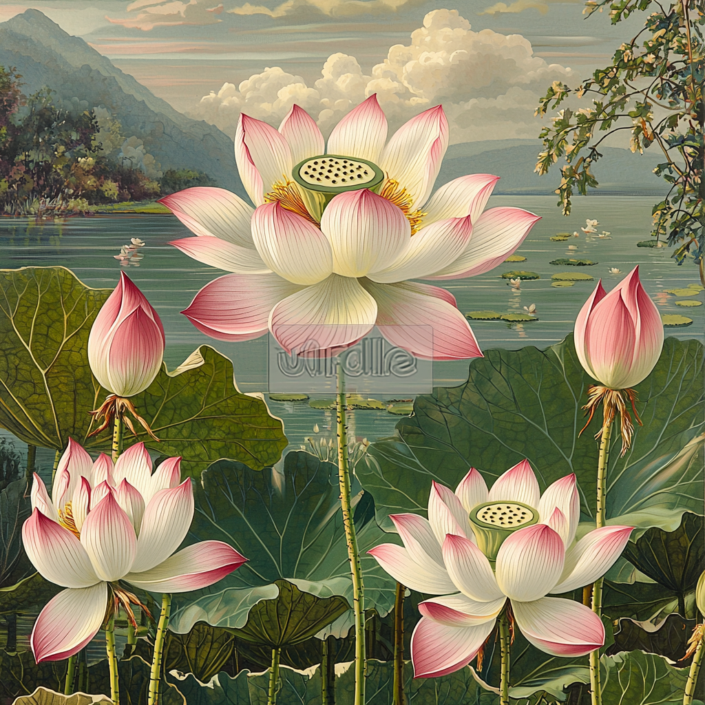 Nandalal Bose Inspired Melodies Of The Lotus DIY Paint By Numbers