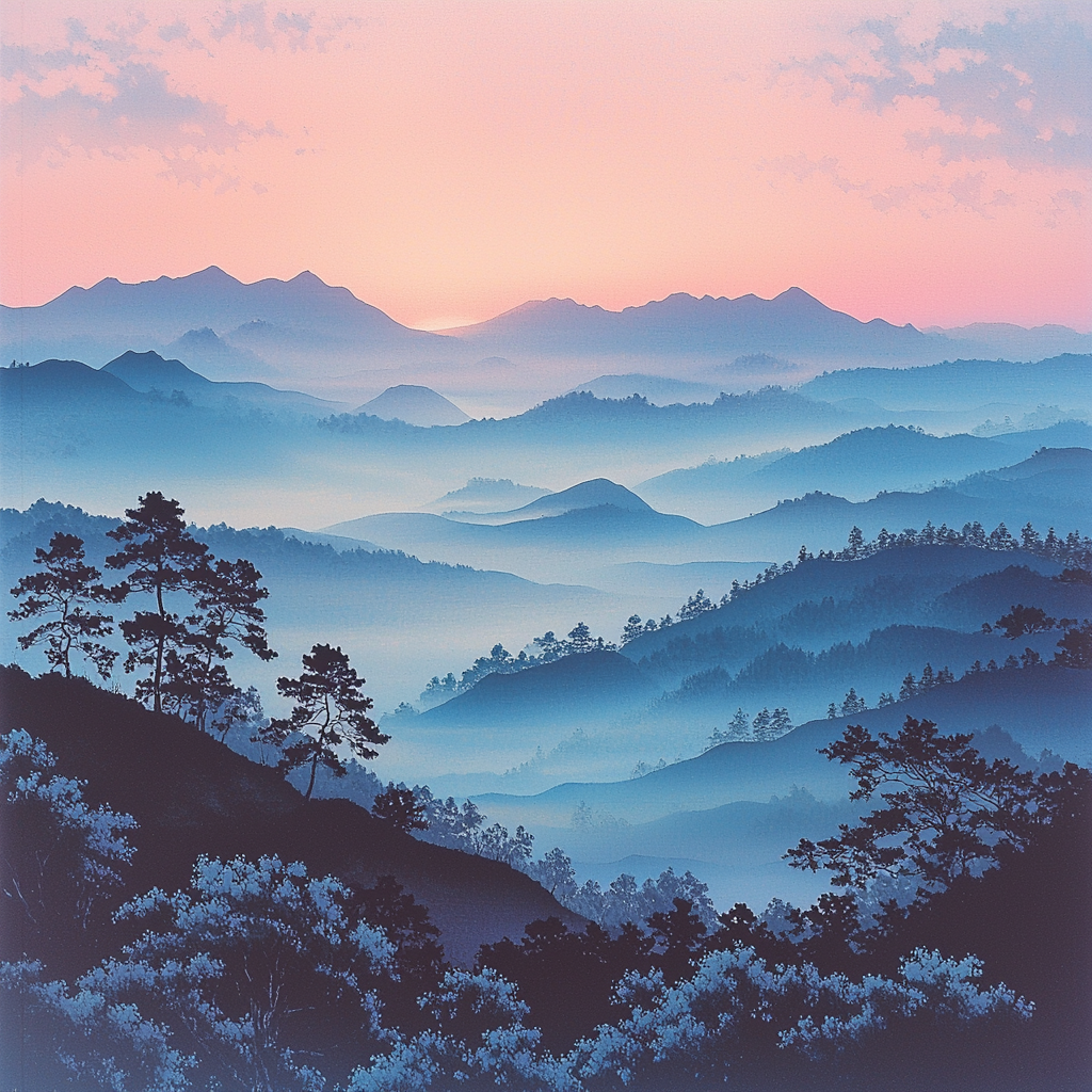 Utagawa Hiroshige Inspired Echoes Of Dawn Light Paint By Color