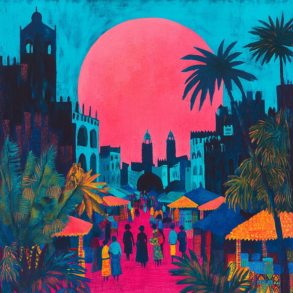Paul Gauguin Inspired Market On Tahiti Moon Numbered painting kits
