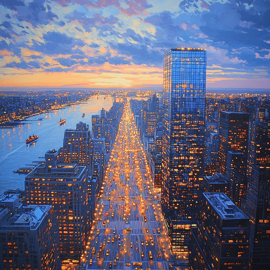 Manhattan Grid Aerial Vista New York City United States Painting by numbers kit