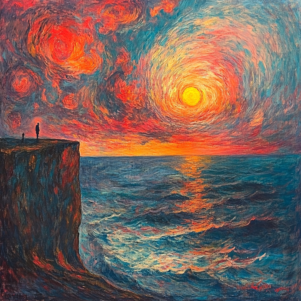 Edvard Munch Inspired Emotional Sunrise paint by number