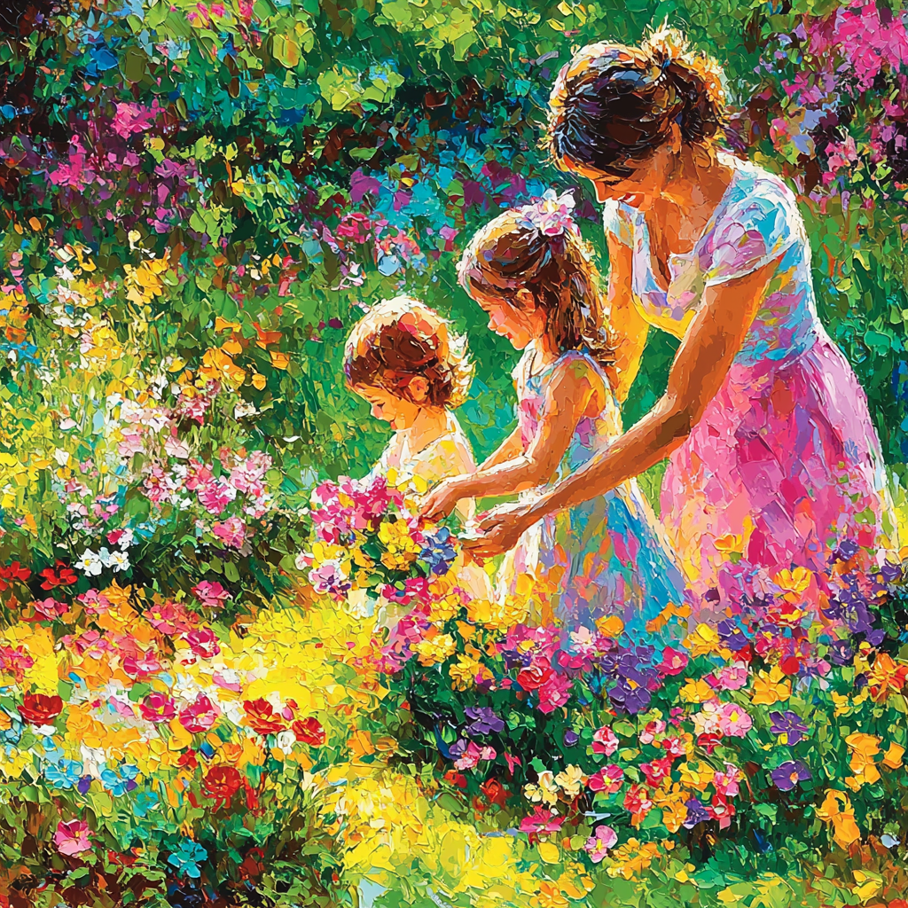 Mom And Me In The Garden Number Painting
