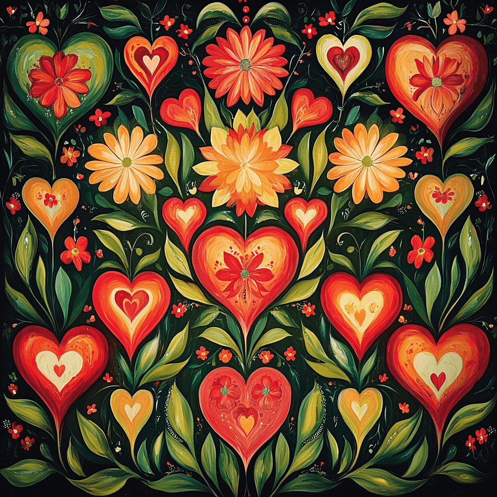 Frida Kahlo Inspired Floral Heartbeats Paint By Color