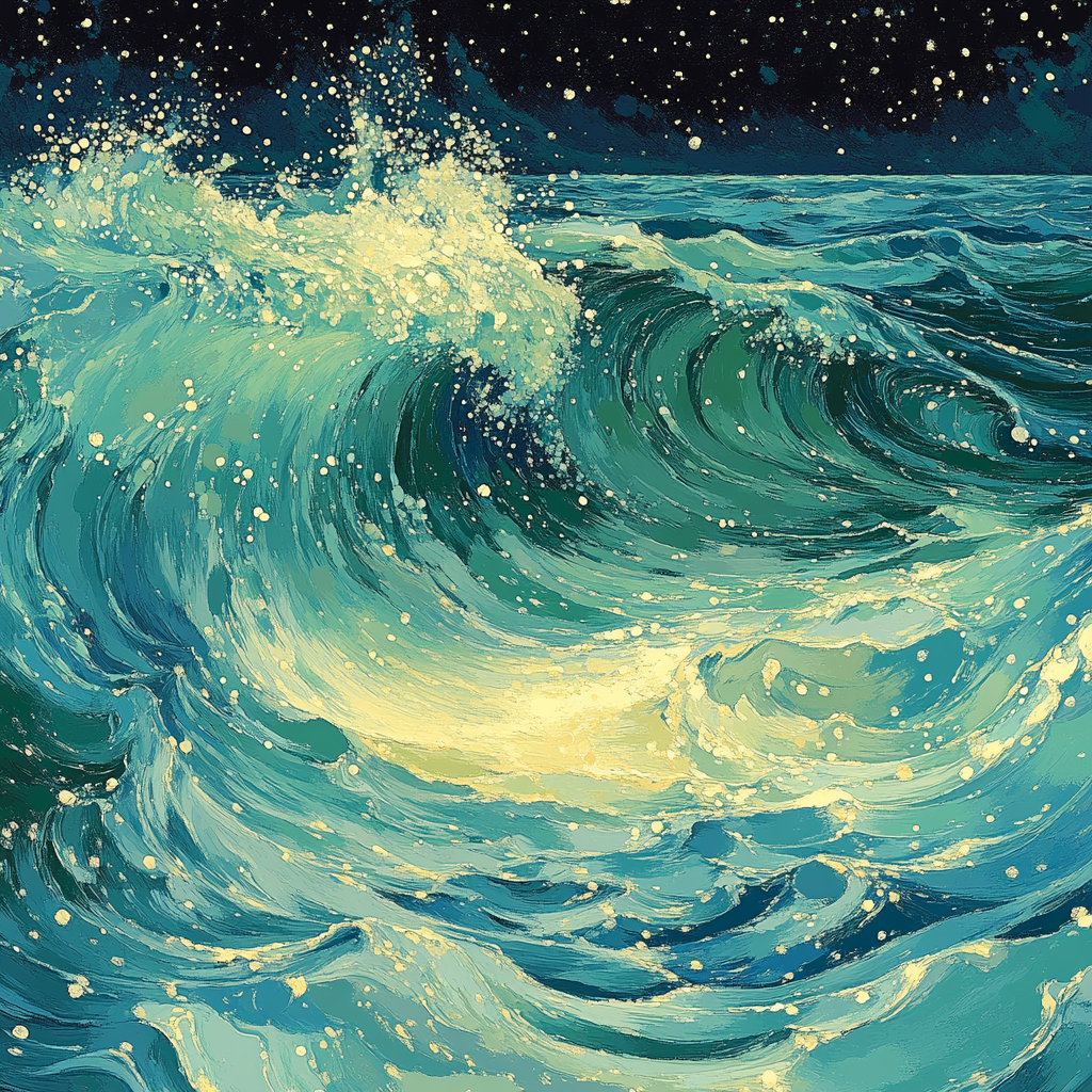 Georges Seurat Inspired Abstract Ocean Currents Painting by numbers kit