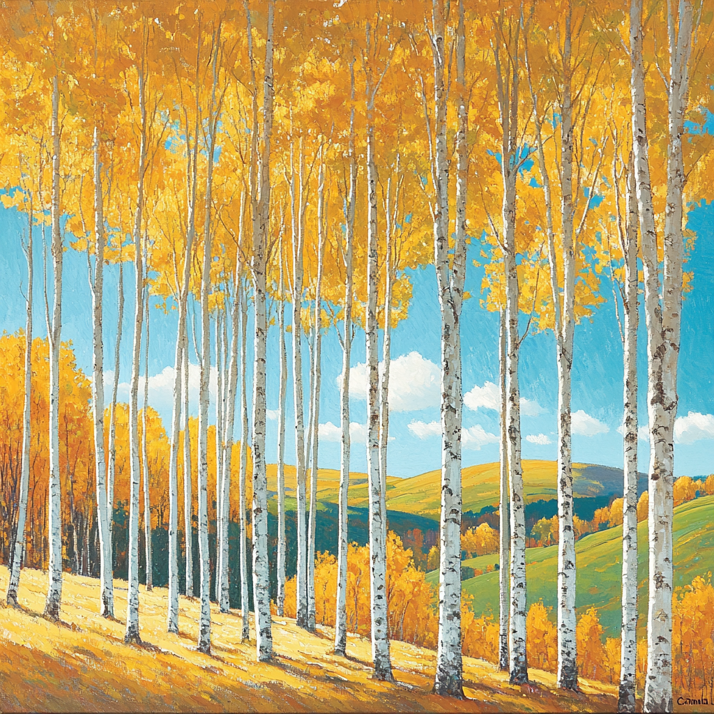 Franklin Carmichael Inspired Early Autumn Birch Groves paint by number