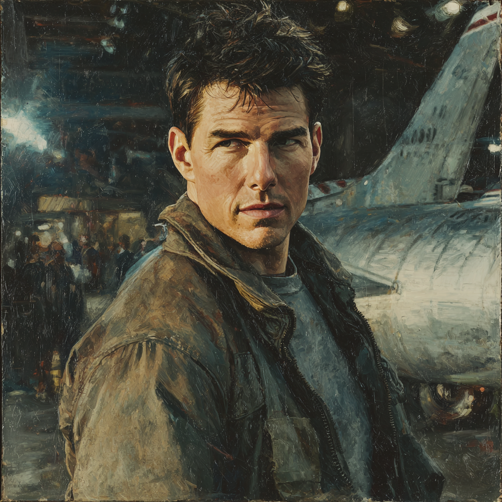 Tom Cruise: Highwing Maverick In Evening Hangar Paint by numbers art
