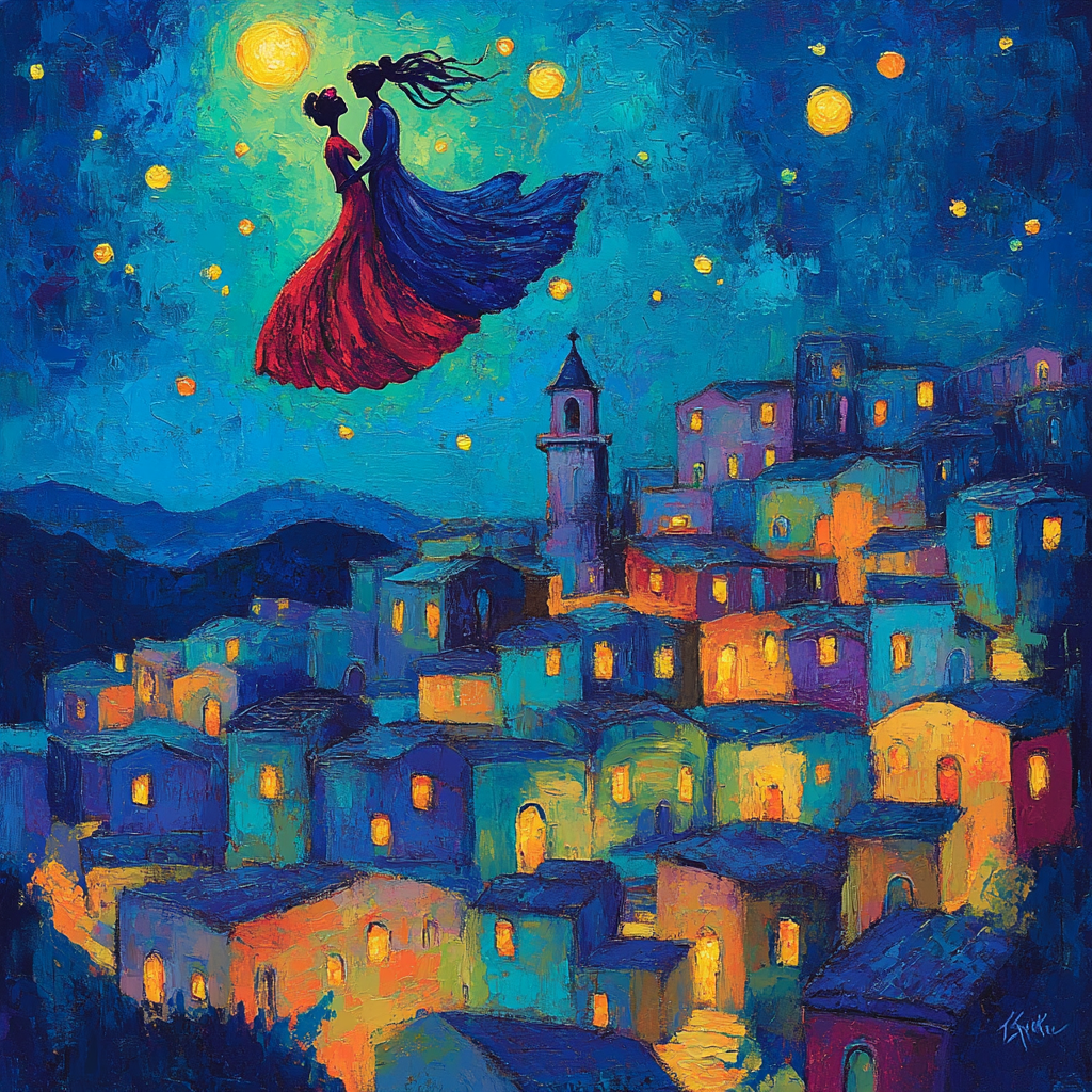 Chagall Inspired Love Over The City Paint by numbers kits