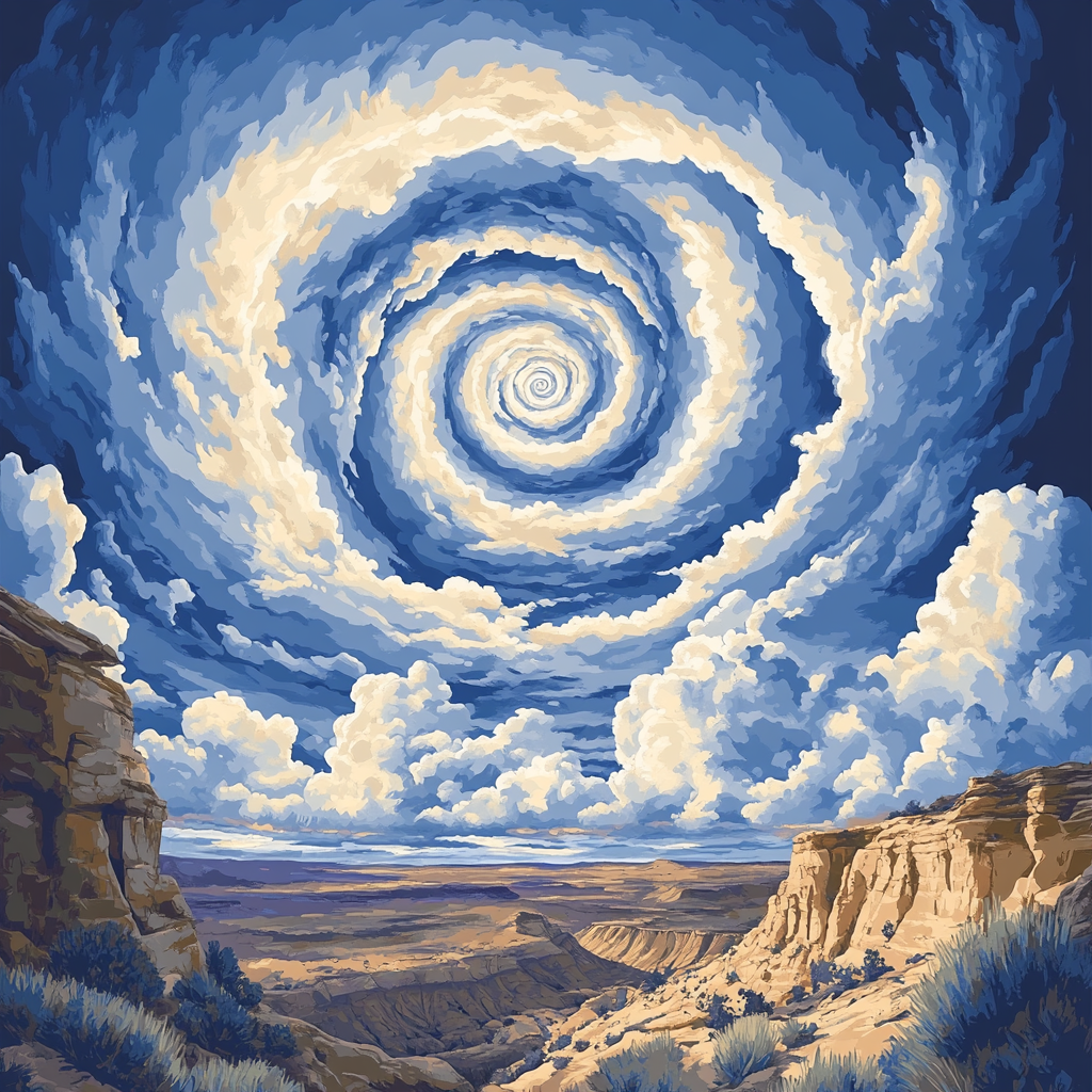 Georgia OKeeffe Inspired Spiral Cloud Over Mesa paint by numbers