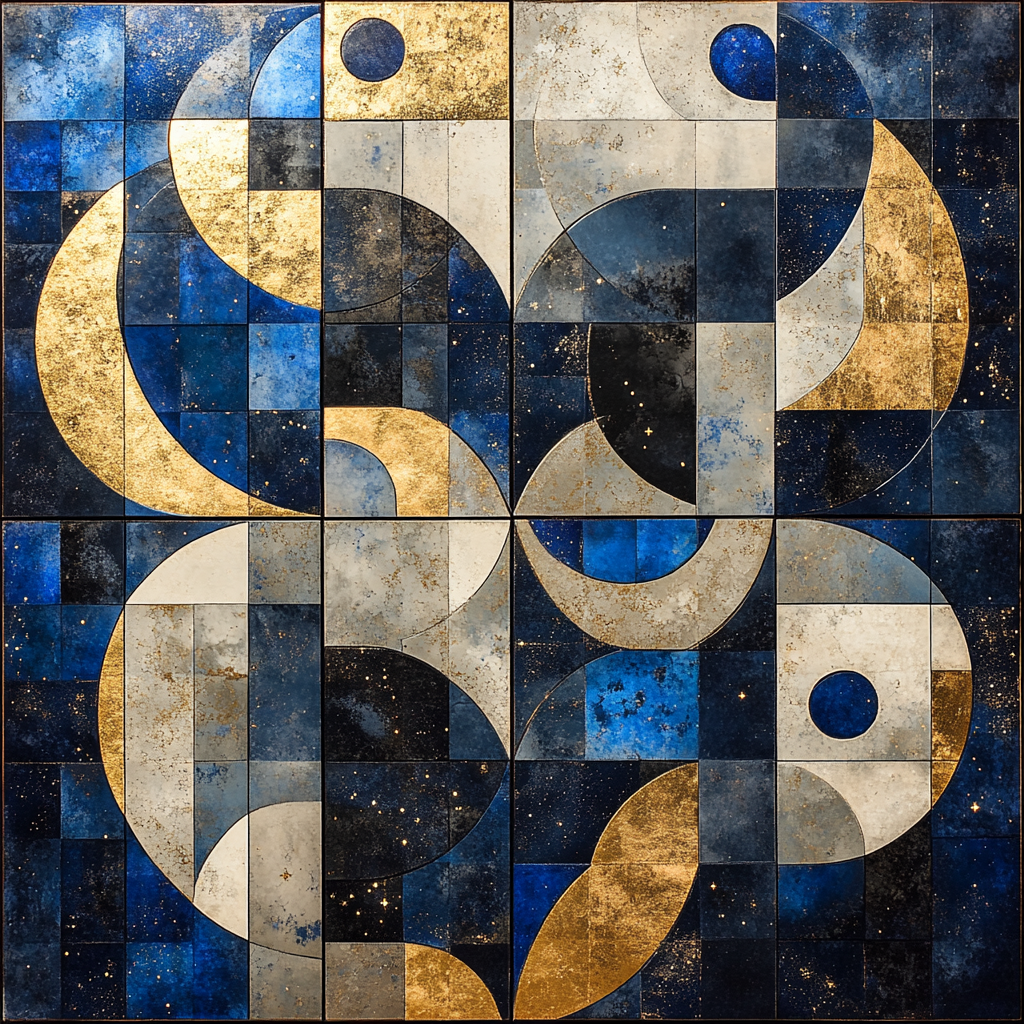 Gustav Klimt Inspired Eternal Cosmic Mosaic Number painting