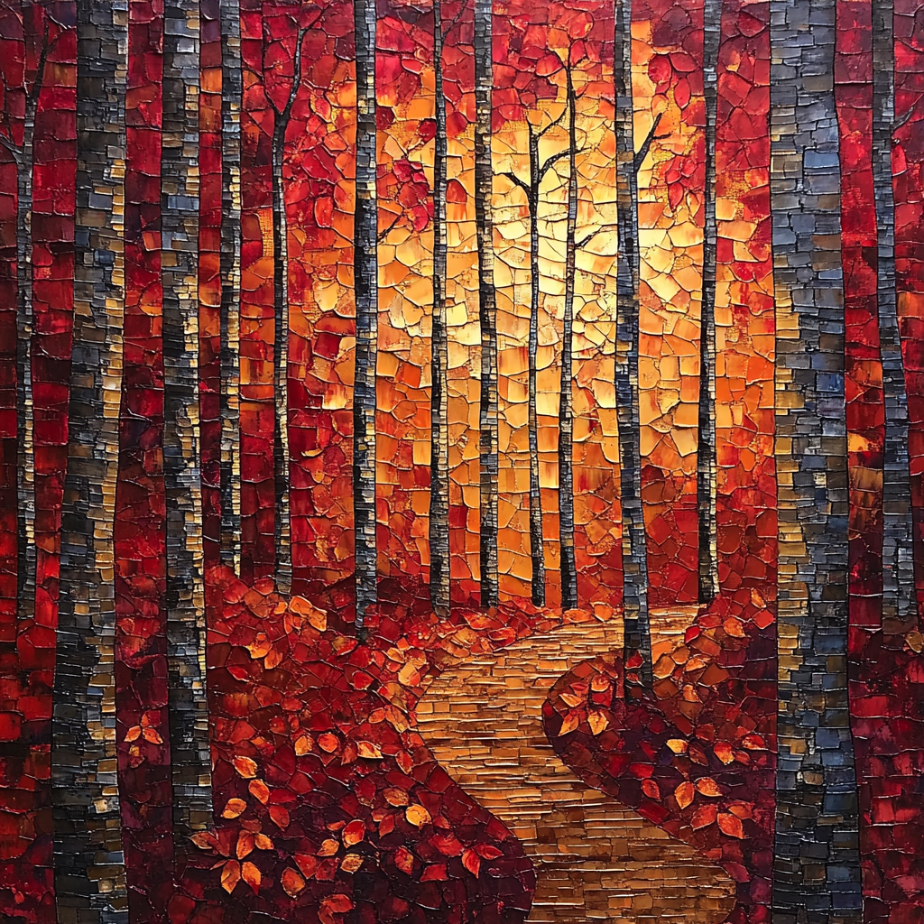 Jean-Paul Riopelle Inspired Mosaic Autumn Canopy paint by color