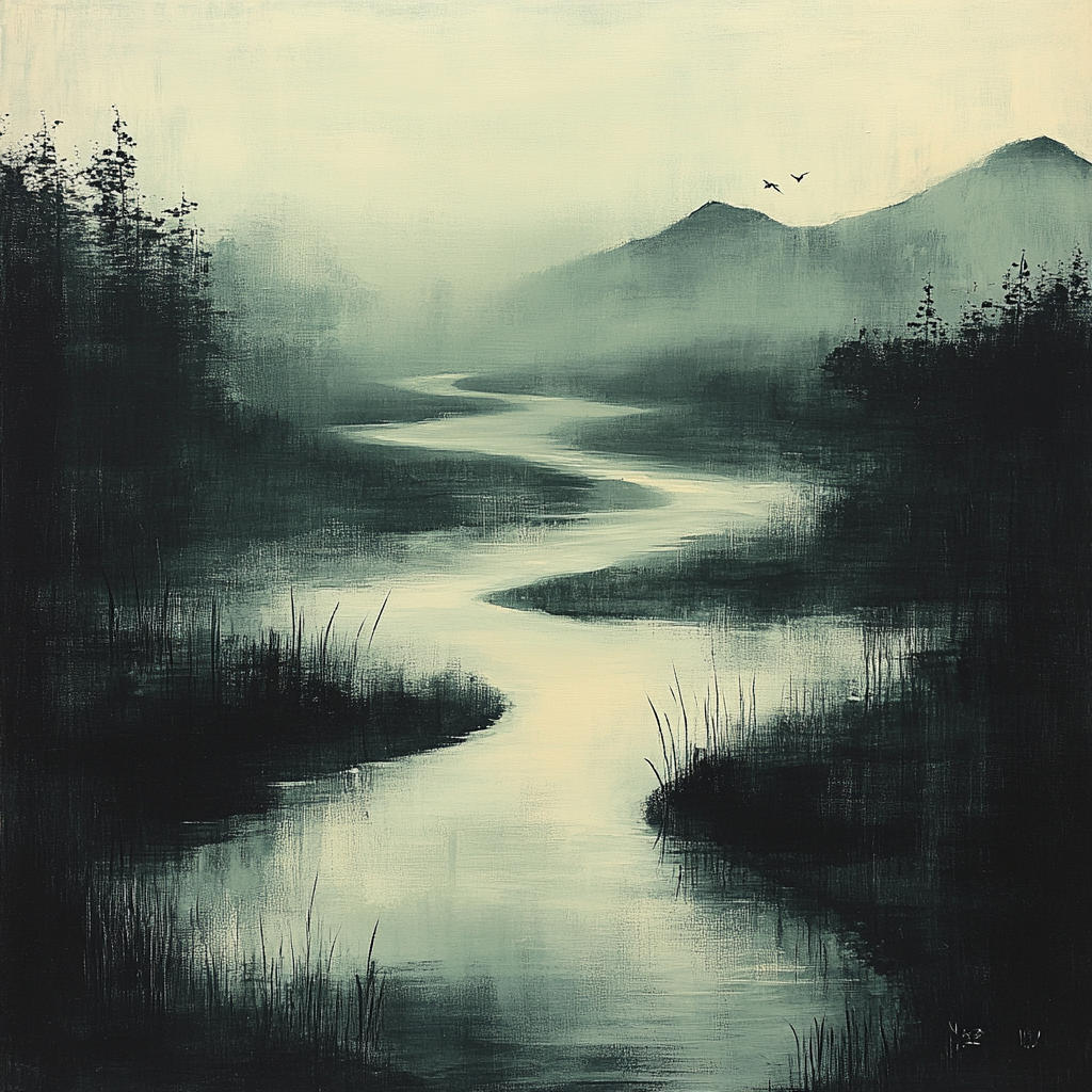 Zhao Mengfu Inspired River Of Quiet Calligraphy Numbered painting kits