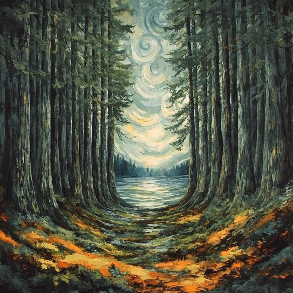 Emily Carr Inspired Cathedral Grove Of Ancient Cedars painting number kit