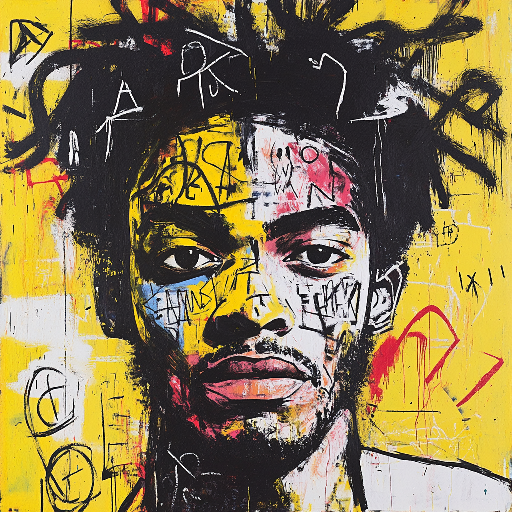 Basquiat Inspired Urban Portrait Number painting