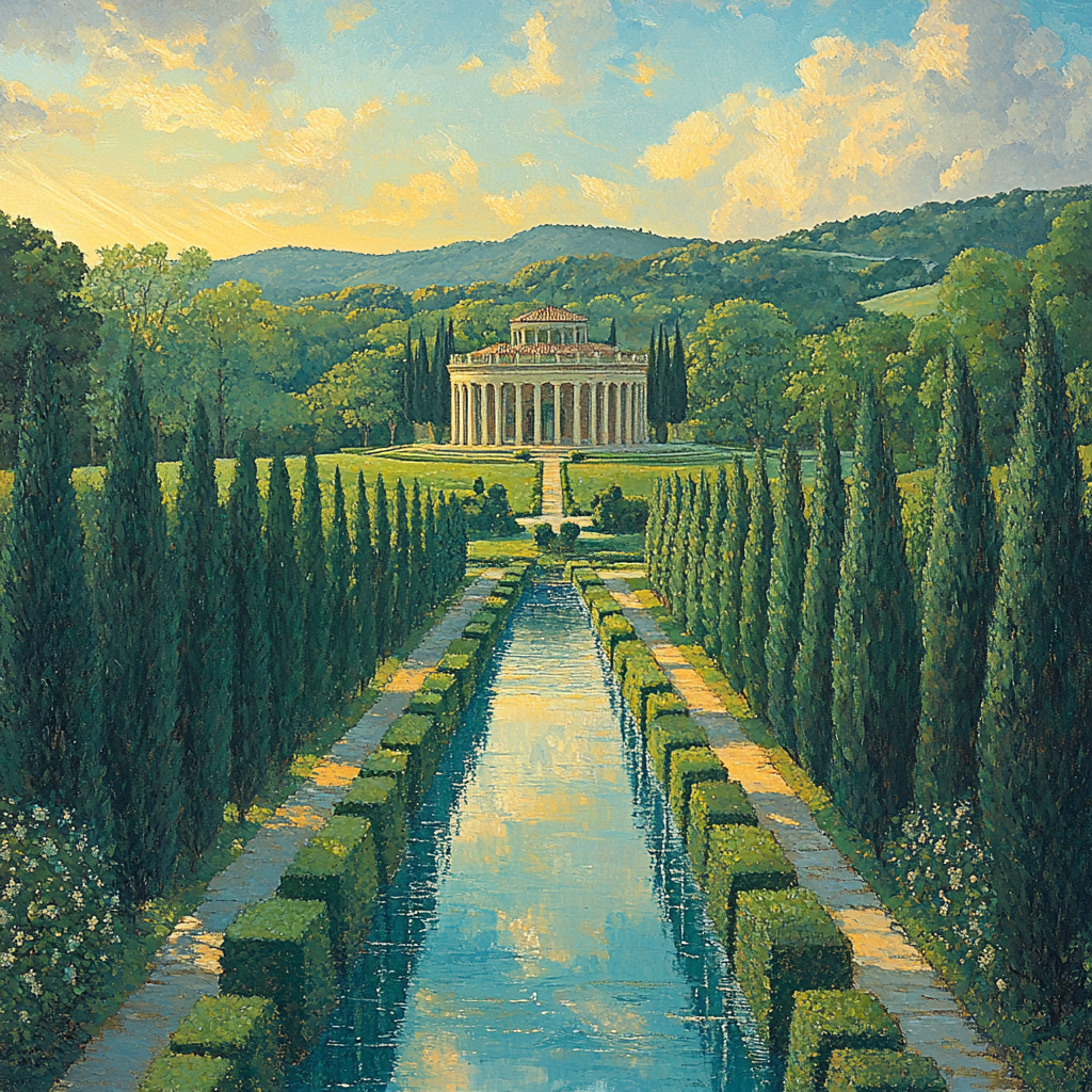 Raphael Inspired Serene Villa Overlooking River Paint by numbers kits