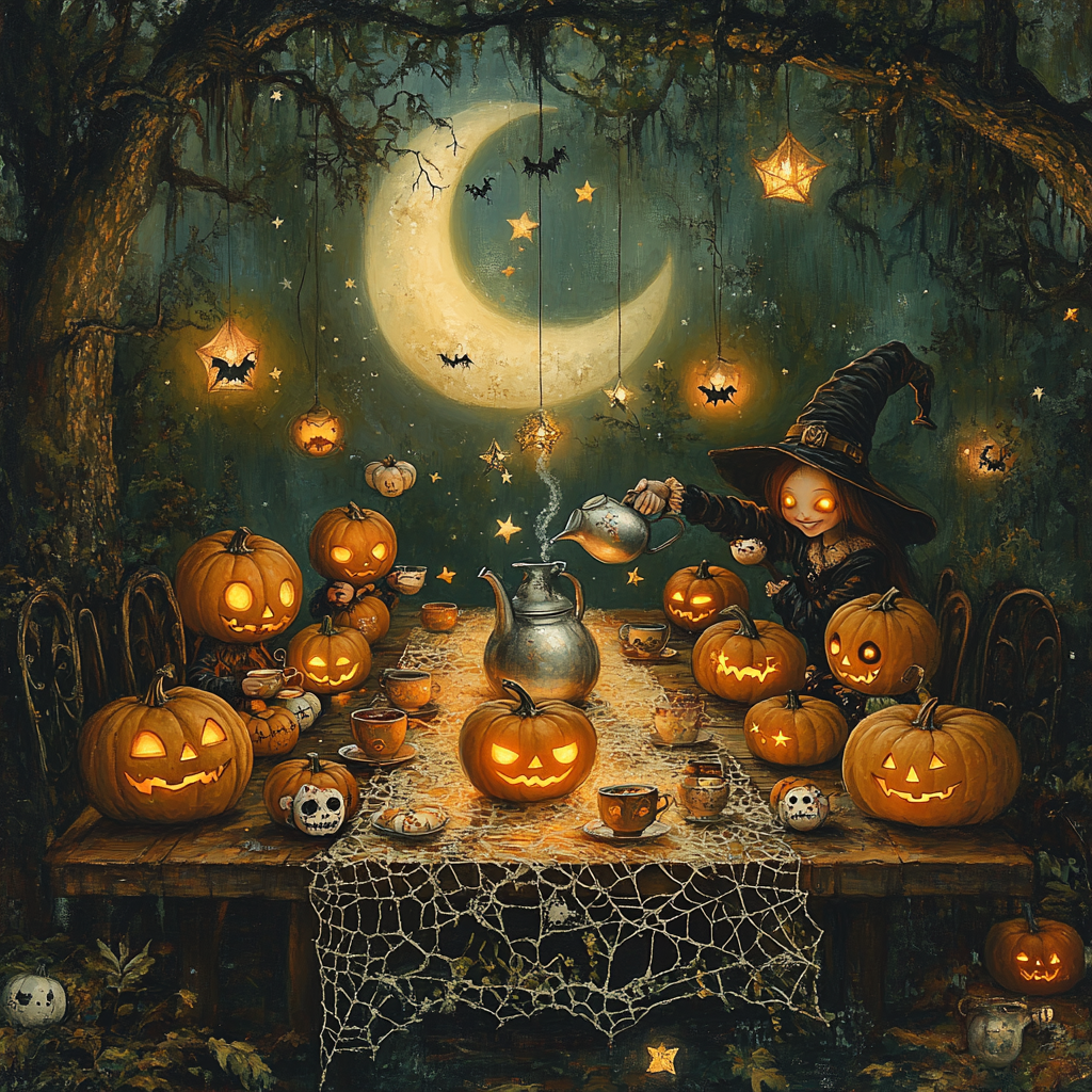 Halloween Midnight Tea For The Hollow Children painting number kit