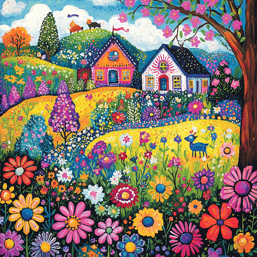 Folk Art Inspired Inspired Folk Art Whimsy Painting By Numbers Kit
