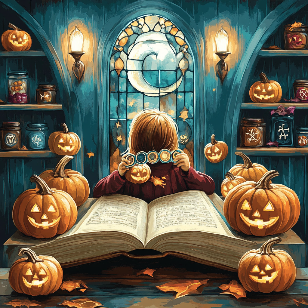 Enchanted Library Of Spells And Pumpkins Paint by numbers kits