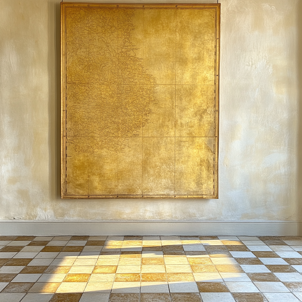 Johannes Vermeer Inspired Map And Tiled Floor With Light painting number kit