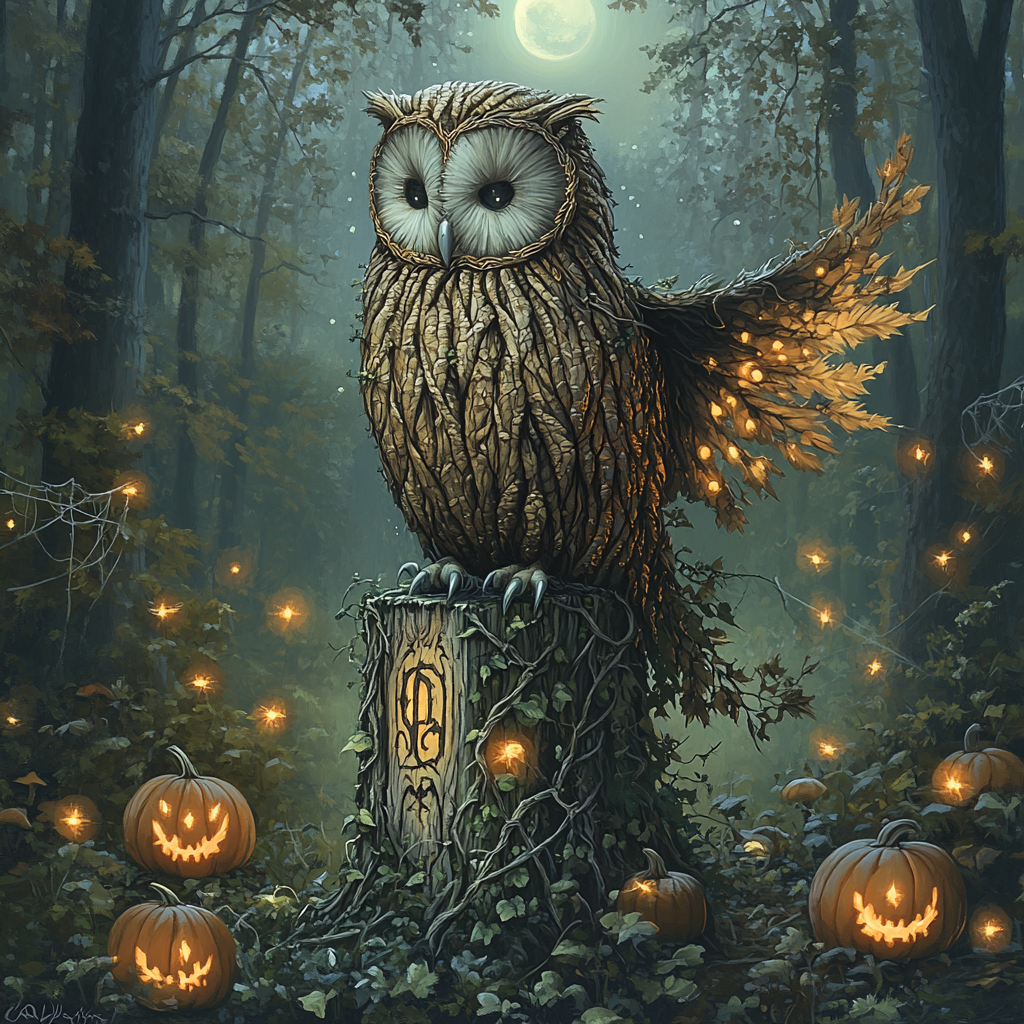 Forest Sentinel Haunted Owl Painting by numbers kit
