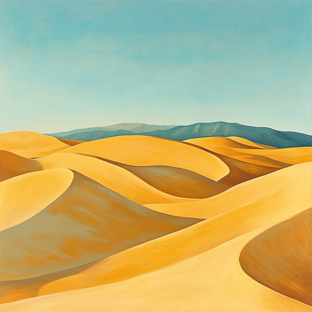 Georgia O’Keeffe Inspired Rolling Sand Dunes Under Cerulean Sky paint by numbers