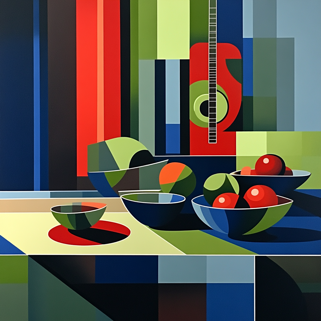 Pablo Picasso Inspired Symbolic Still Life With Guitar Motifs Paint by numbers art