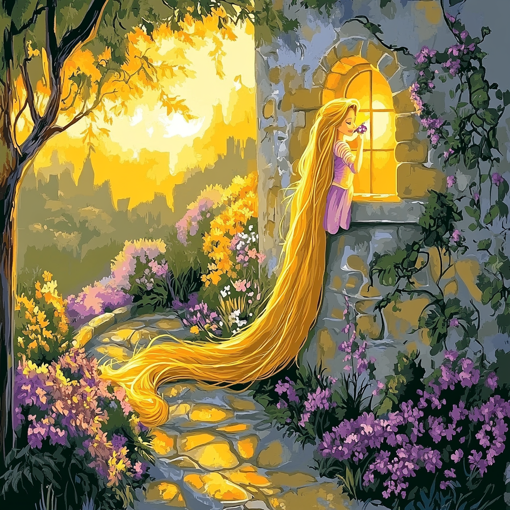 Rapunzel Tower Garden Disney Inspired DIY paint by numbers