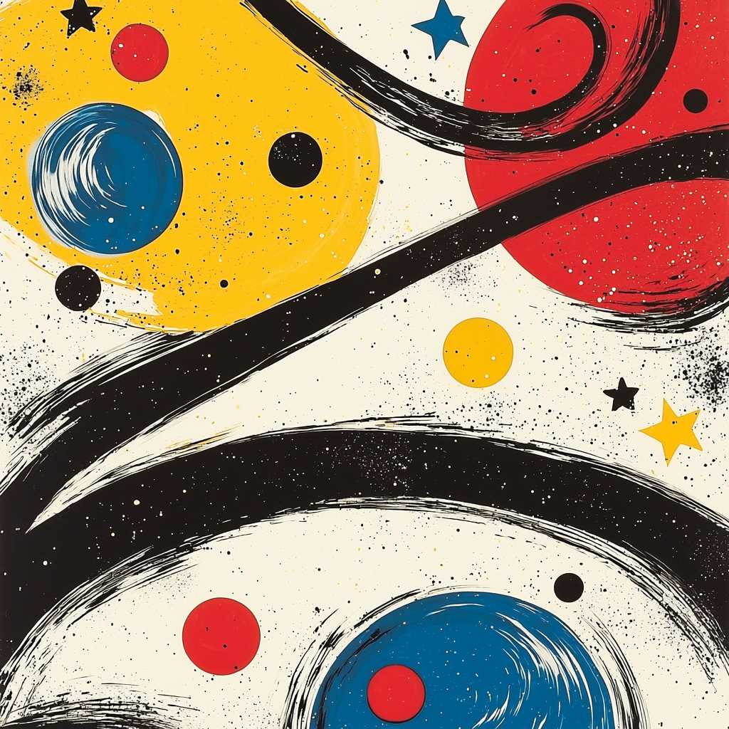 Joan Miró Inspired Whimsical Celestial Whirl Paint By Number