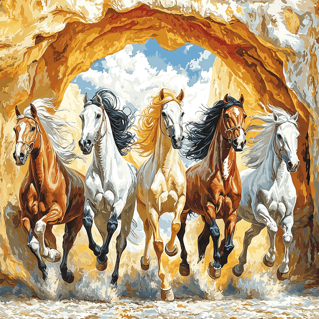 Michelangelo Inspired Michelangelo's Majestic Horses DIY Paint By Numbers
