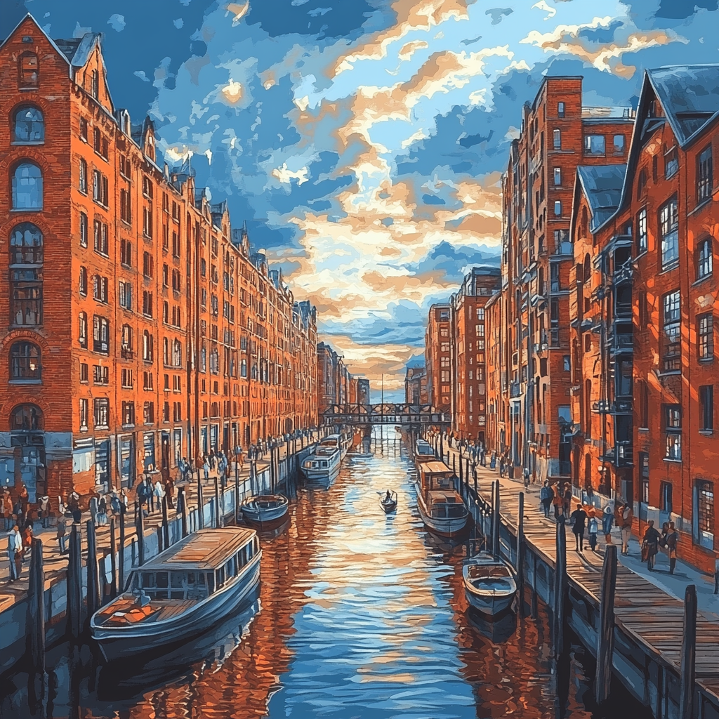 Historic Warehouse District Hamburg Germany painting number kit