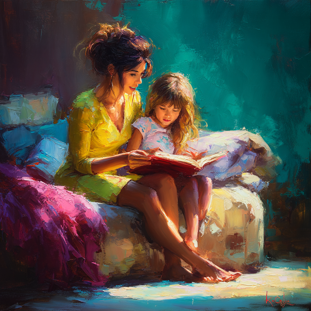 Reading Together In A Cozy Nook Paint By Color