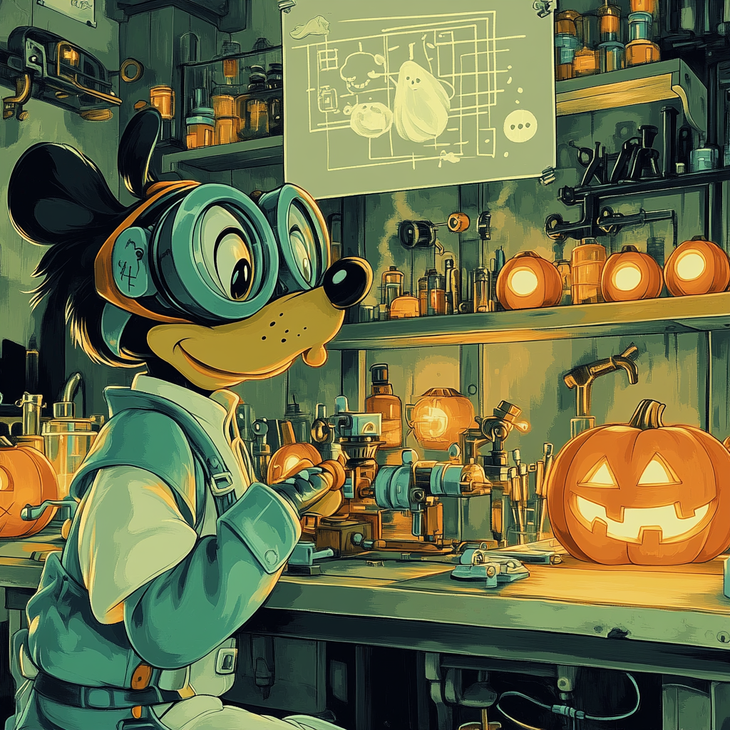 Goofys Ghostly Gadget Lab Paint by numbers art